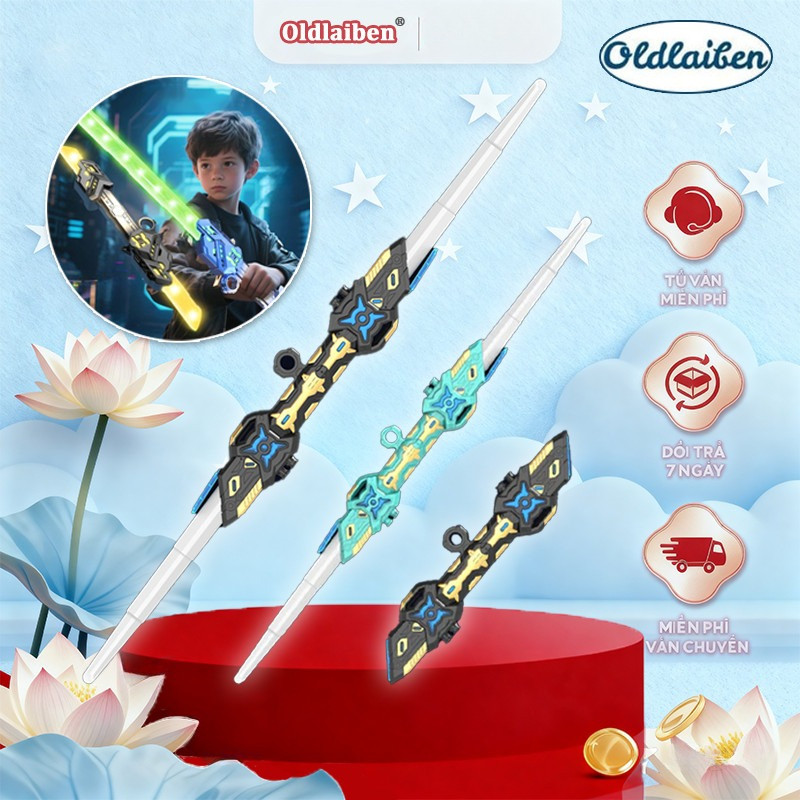 Oldlaiben - Kiếm Ánh Sáng Lazer Phiên Bản 2, Đầu Xoay 360 Độ, Phóng To Thu Nhỏ, kiếm cosplay quà tặn