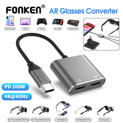 Fonken 100W Sạc Nhanh Type-C Sang AR Kính Chuyển Đổi 4K / 60Hz Truyền Video Tương Thích Với Nhiều Kính AR