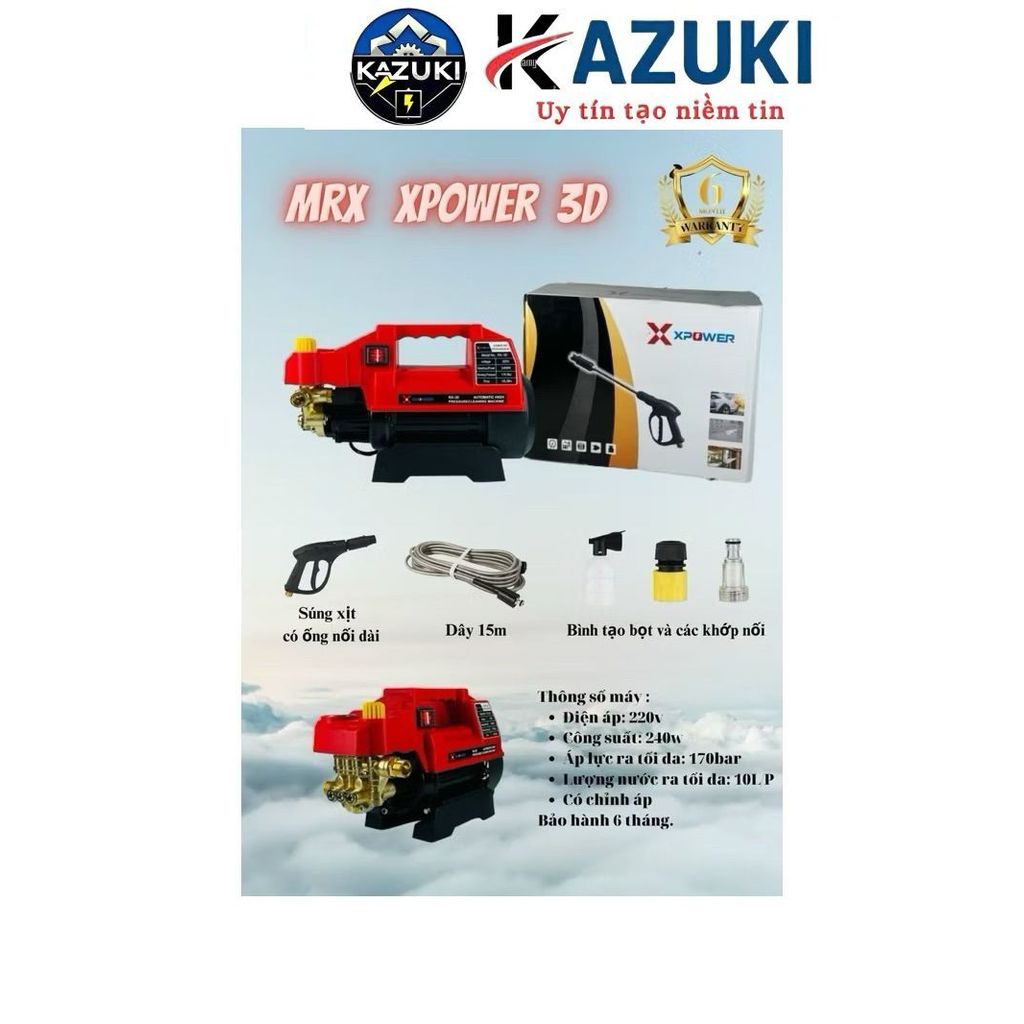 Rẻ Vô Địch Máy Rửa Xe Mini XPOWER RX-3D Áp Lực Cao Có Chỉnh Áp,Lõi Đồng Cực Khỏe - tặng kèm bình bọt