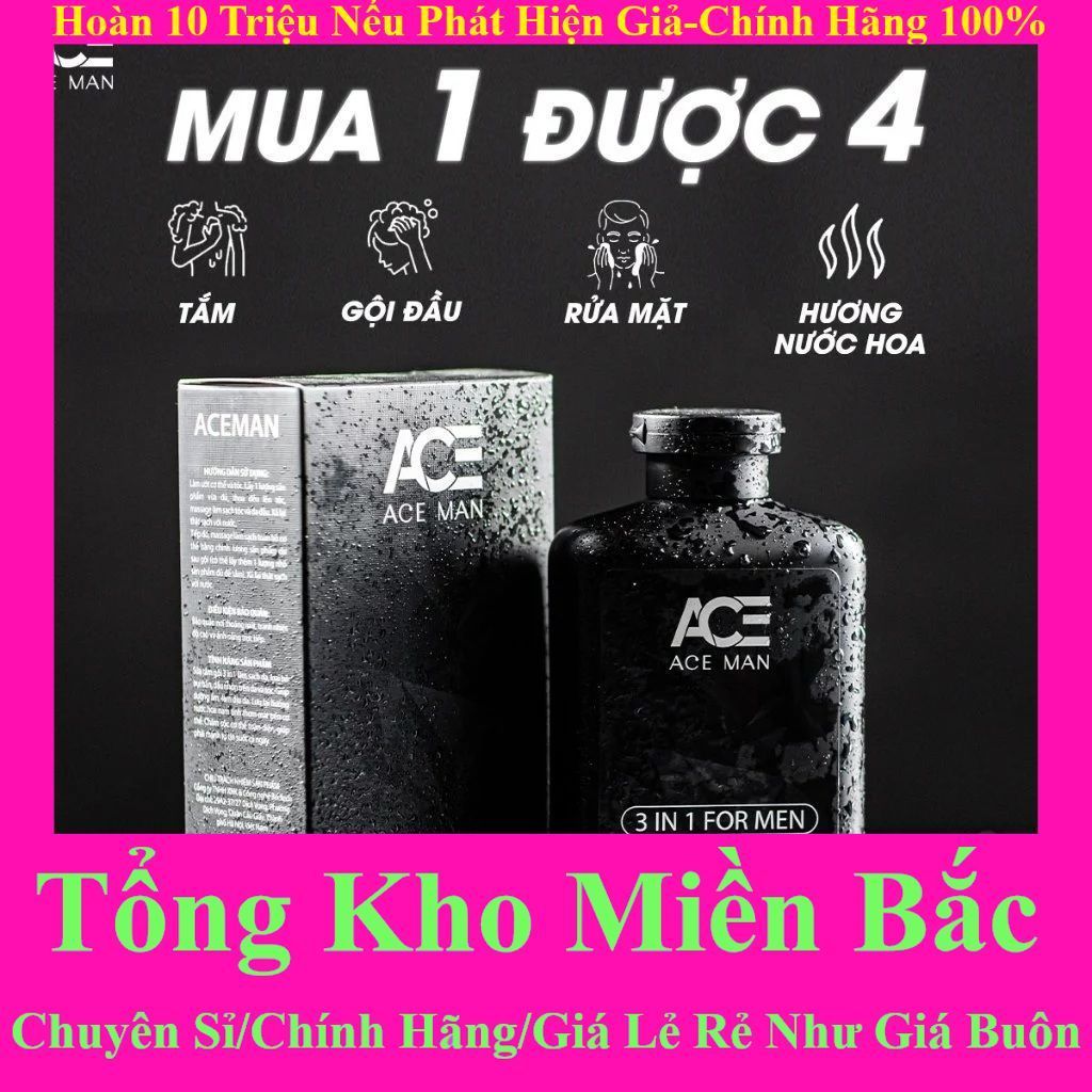 combo Sữa tắm gội nam hương nước hoa 3 in ACEMAN Rhys Legend & prro 4men