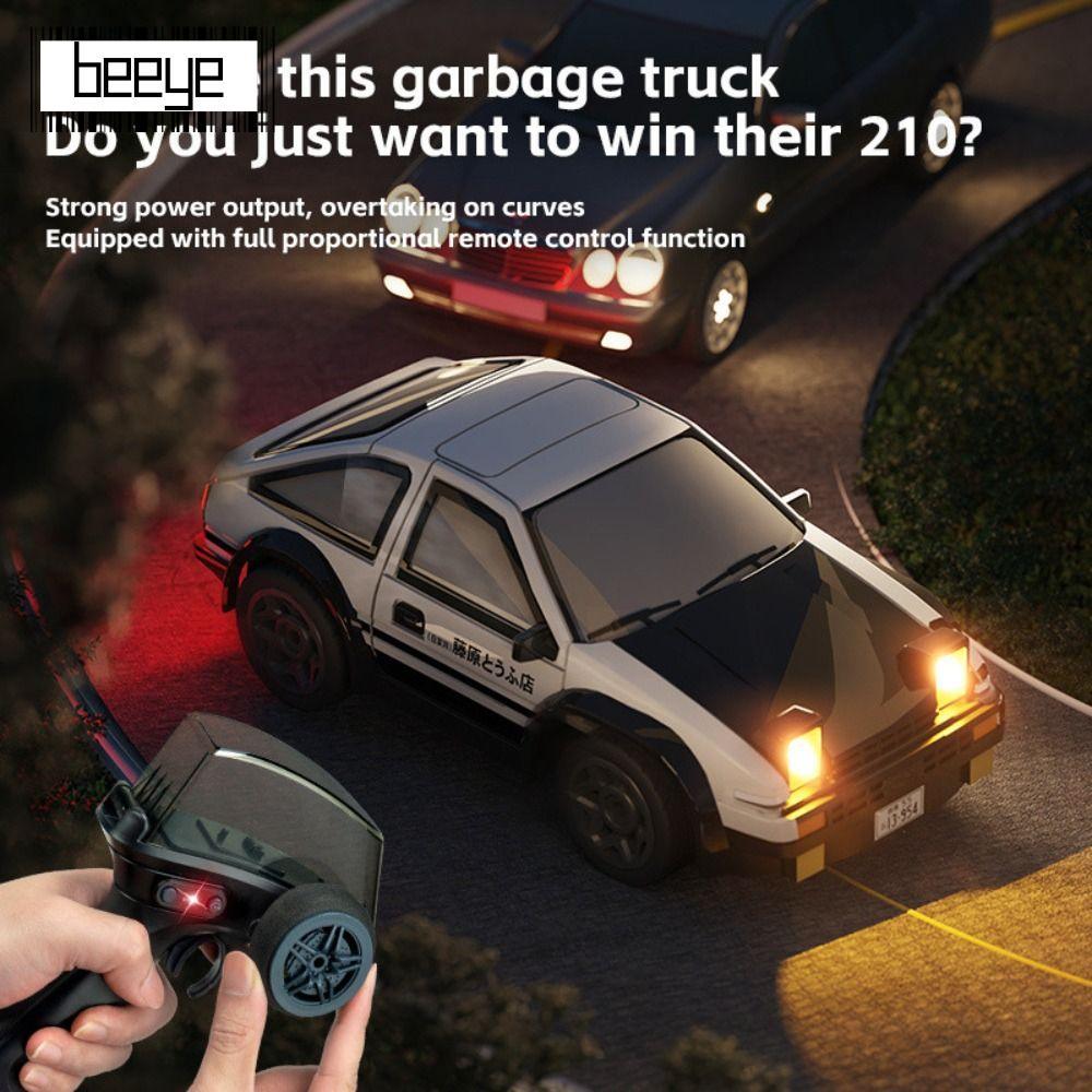 BEEYE RC Đóng Thế Ô Tô, Nhựa 1 / 64 MINI AE86 RC Drift Car, Đen Trắng Đua Xe Thể Thao Xe Điện Đồ Chơ
