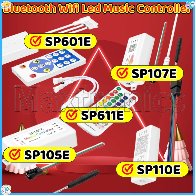 DC5V-24V SP105E / SP107E / SP611E Bluetooth Wifi Led Bộ điều khiển nhạc SK6812 RGB / RGBW APA102 WS2