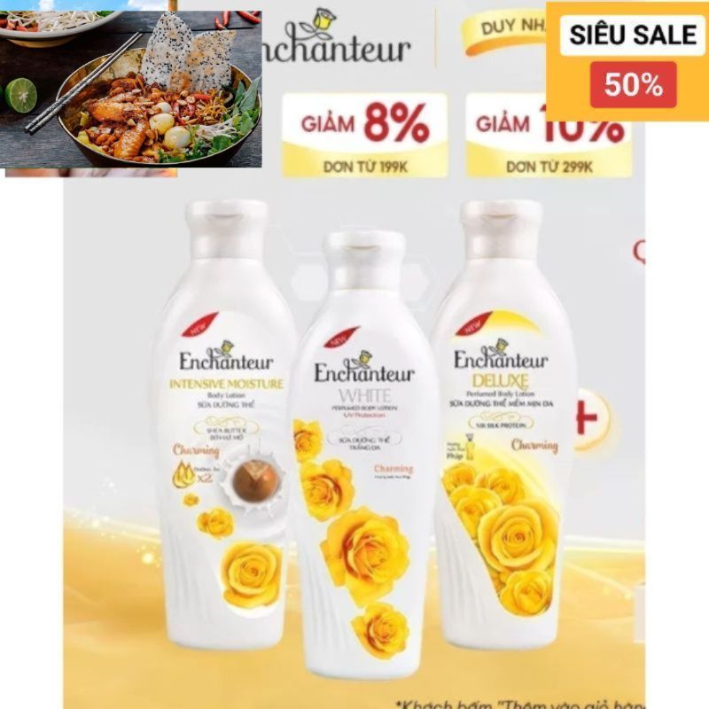 Sữa Dưỡng Thể Enchanteur trắng da/ mềm mịn/ dưỡng ẩm 200 gr