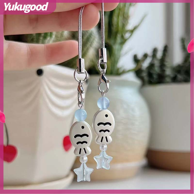 Little Fresh Girl Heart Phone Chain Star Fish Bead Phone Chain Bag Pendant-YUKU