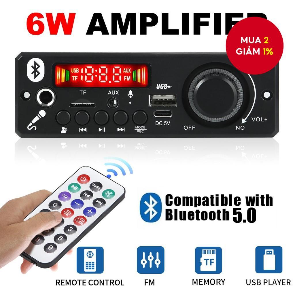 Mô-đun âm thanh Bluetooth 5.0 6W Amply mới, DC 5V, hỗ trợ MP3 WMA, USB TF, nhận sóng FM không dây, m
