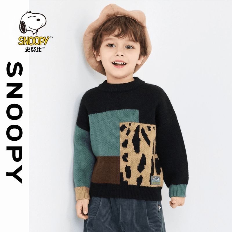 Snoopy Snoopy / Snoopy2025 Đầu Xuân Sản Phẩm Mới Dày Áo Len Trẻ Em Quần Áo Trẻ Em Bé Trai Phong Cách