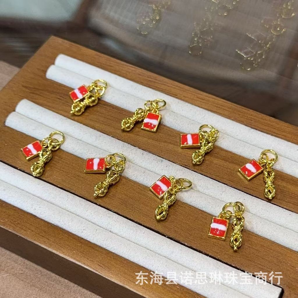 Đĩa vuông nhỏ giọt dầu bằng đồng nguyên chất với mặt dây chuyền nâng Vajra Phụ kiện tua rua Phụ kiện