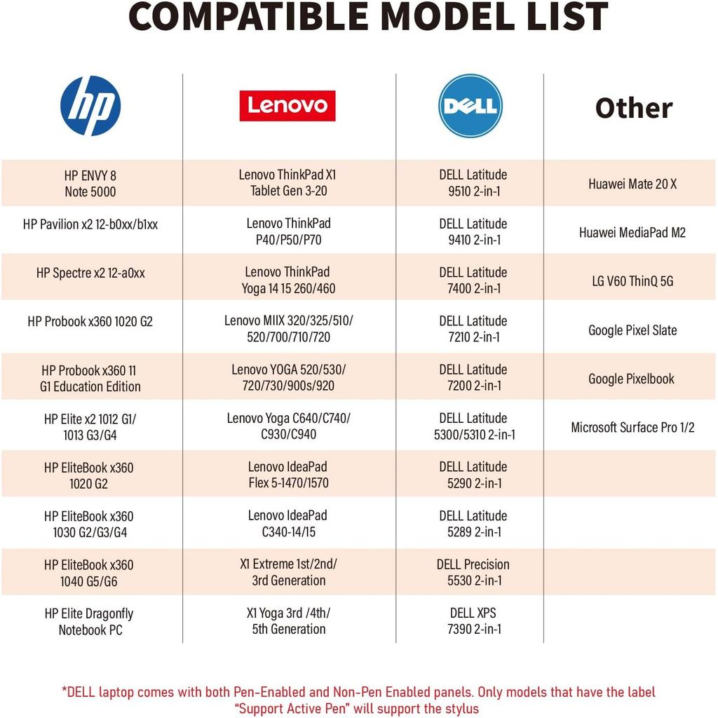 Bút Active G3 cho HP Elite x2 1013 G3, EliteBook x360 G2 / G3 / G4, ProBook G1 / G2, Bút Laptop Elit