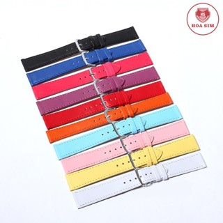 Dây da đồng hồ P16 trơn có đường may không thấm nước size 12 14 16 18 mm Phụ kiện đồng hồ