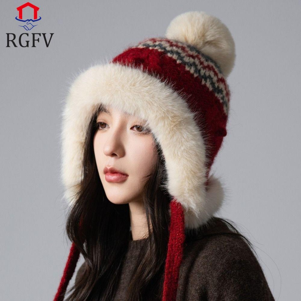 Mũ dệt kim Jacquard style Fair Isle, giữ ấm tai, mũ thời trang cho outdoor