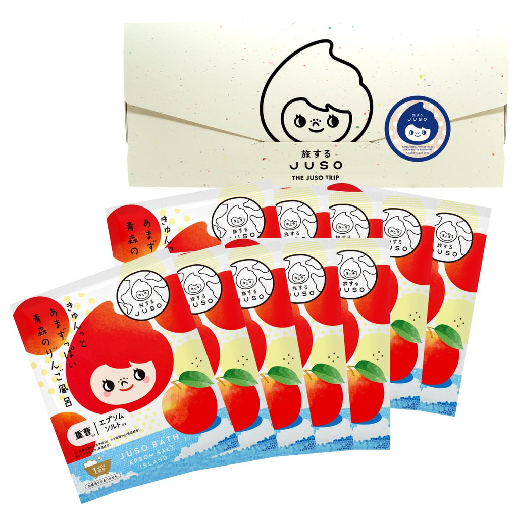 Bột tắm JUSO du lịch Bồn tắm táo Aomori 10 gói Đóng gói riêng Phụ gia tắm Quà địa phương Thành phần 