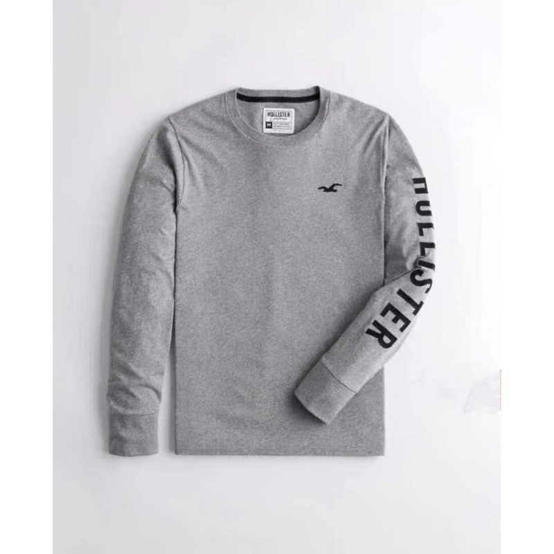 Hollister 100% Cotton Cao Cấp Cổ Tròn Dài Tay Nam seagull Thể Thao Áo Thun hco Đế Đơn Giản top