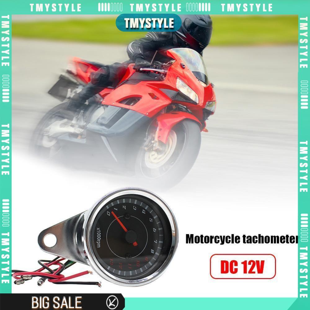 DC 12V Đa Năng Xe Máy Tachometer Xanh LED Đèn Nền 1000RPM Analog Tachometer REV Counter Điện Tử Tach