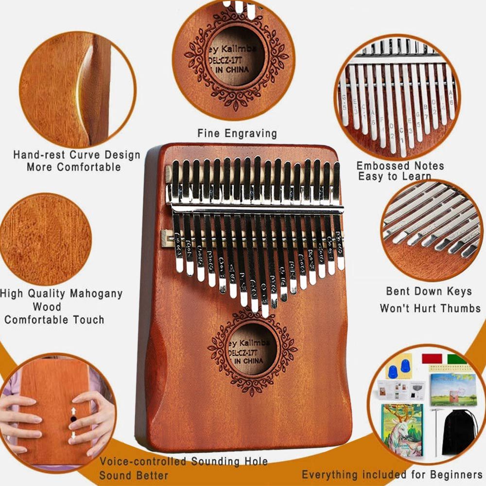 17 Keys EQ Kalimba Mbira Calimba Solid Acacia Thumb Piano Link Speaker