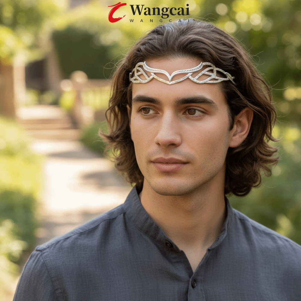 Vương miện Elf Lord Elrond Hobbit, vương miện nam bằng hợp kim cho cosplay và trang sức tóc