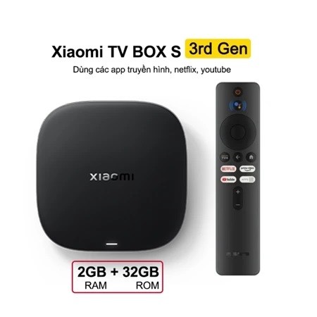 TV Box Xiaomi S (Gen 3) 4K HDR | RAM 2GB+32GB Mượt Mà, Điều Khiển Giọng Nói, Nâng Cấp Mạnh Mẽ