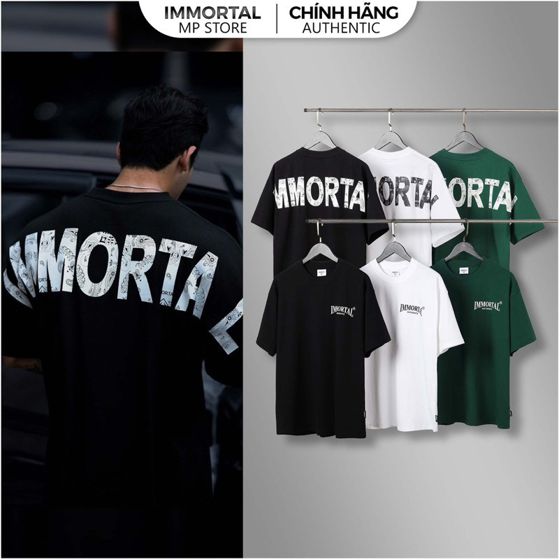 [IMMORTAL AUTHENTIC 2026] Áo IMMORTAL oversize phong cách thể thao hình in lưng Bandana vải cotton 1