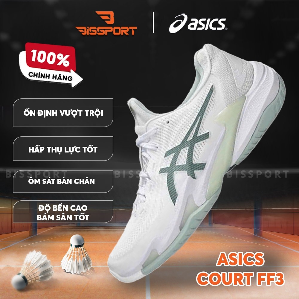 Giày Tennis/Pickleball Asics Asics Court FF3 Chính Hãng - Trắng Xanh Matcha - Êm Ái, Ổn Định - Chống