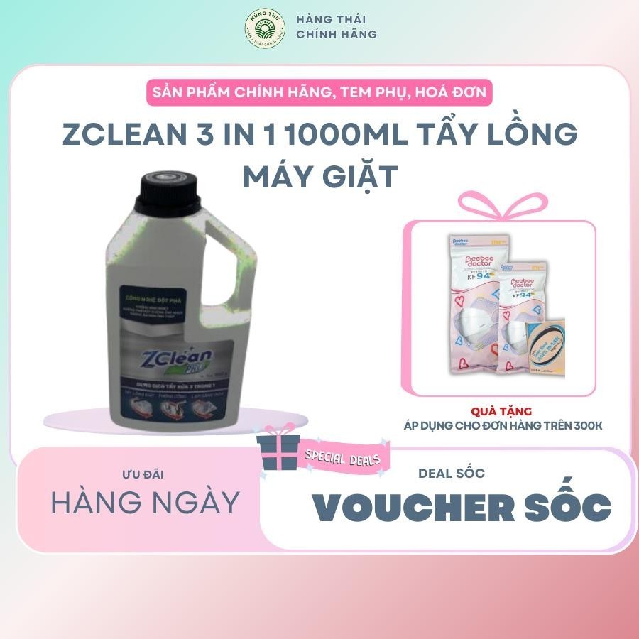 Zclean 3 in 1 1000ml tẩy lồng máy giặt, làm sáng Inox, thông cống Làm Sạch