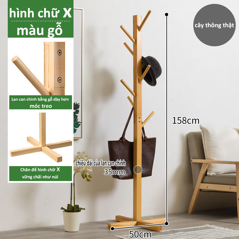 Cây Treo Quần Áo Đứng Gỗ Thông Móc Quần Áo Gỗ Thiết Kế Lắp Ráp Hiện Đại Trang Trí Nhà Cửa | BigBuy360 - bigbuy360.vn