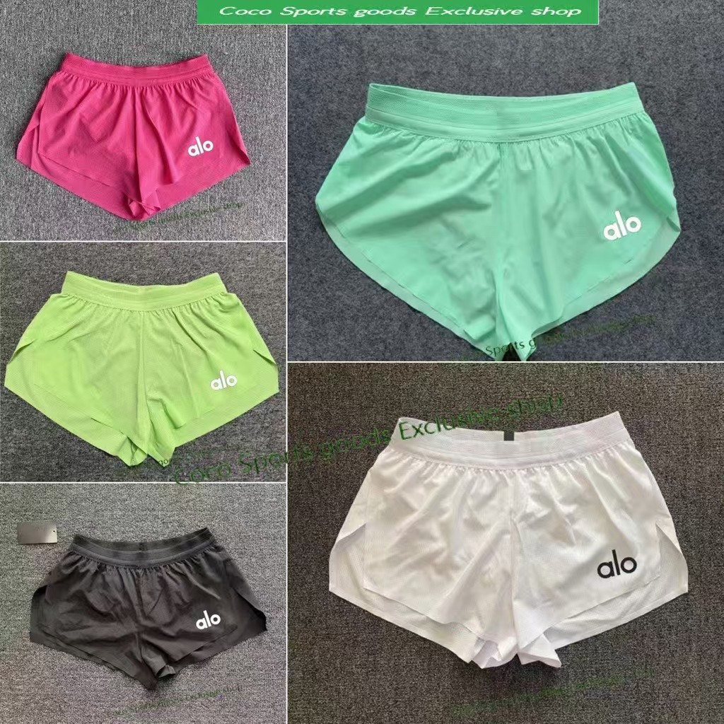 New Alo Track and Field Marathon Breathable Lining Couple Training Running Racing Shorts Adhesive Sh