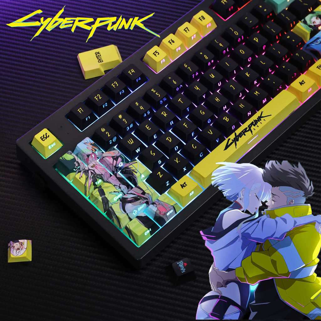 Cyberpunk Edge Walker Khắc Bên Nhà Máy Chính Hãng Tùy Chỉnh Chiều Cao PBT Anime Mega Lion Hai Chiều 