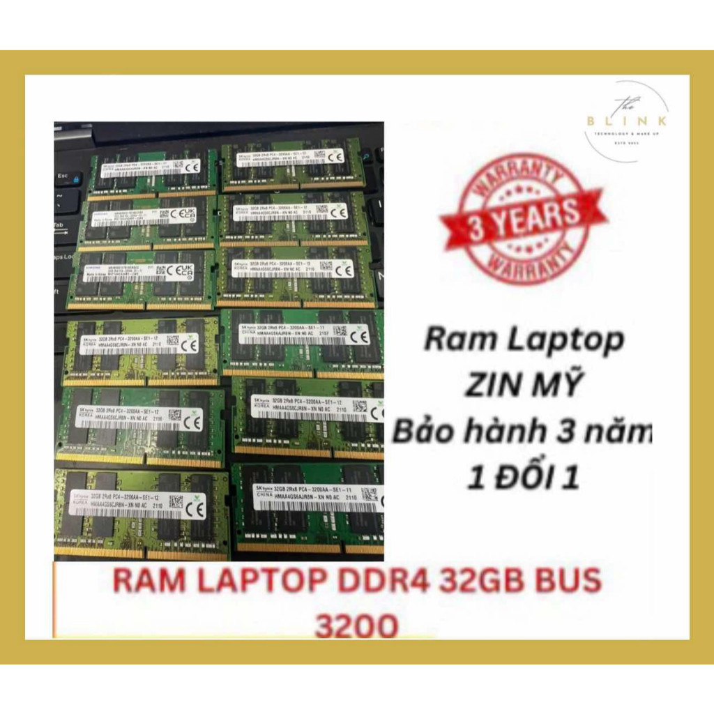 Ram DDR4 Laptop 32gb bus 3200 , ram zin máy đồng bộ siêu bên và ổn định, bảo hành 3 năm, 1 Đổi 1