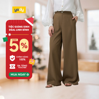  🎄 SALE 🎄 Quần Âu Nữ YODY Ống Rộng Chất Tuýt Si Co Giãn Nhẹ Không Nhăn,Thanh Lịch WCTR25S065 cần ẩn 