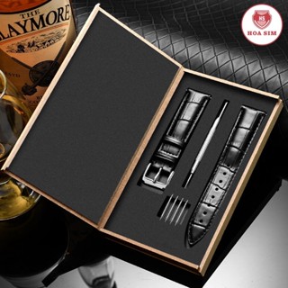 Dây da đồng hồ da bò cao cấp tặng Hộp Gỗ kèm Khóa Cài thép không gỉ