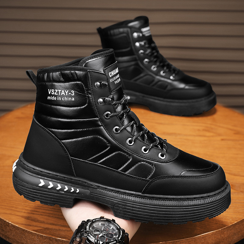 Men's Fashion Korean Style Flat Autumn Leather High-top Martin Boots Trendy Martin Boots