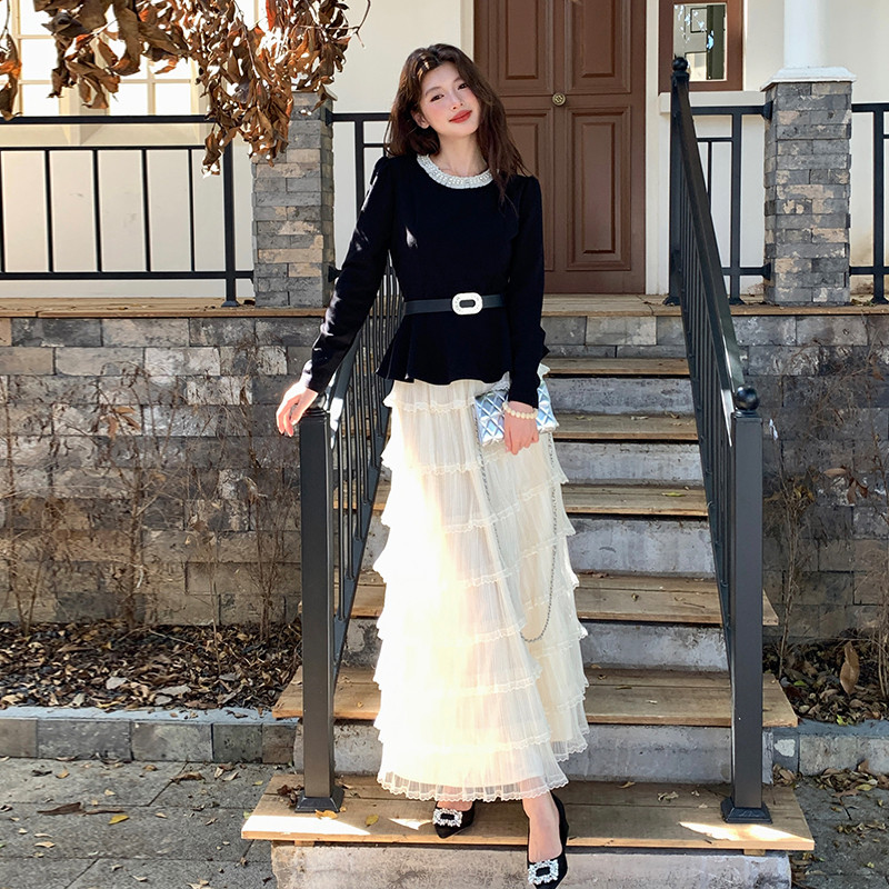 Đầm hai mảnh 20259V Áo Thu Đông Mới 7238