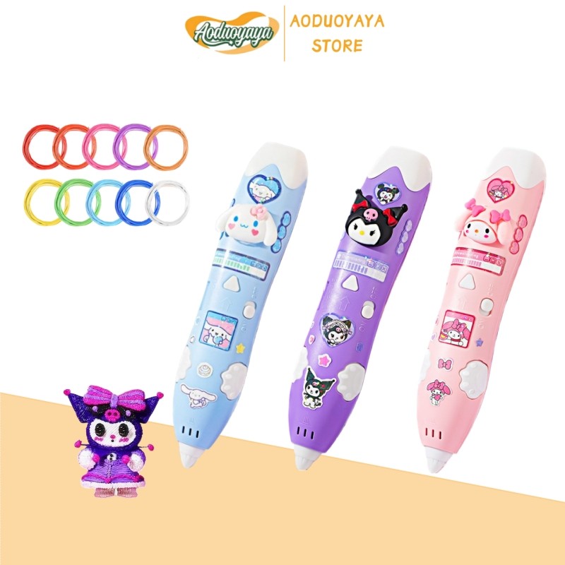 【Aoduoyaya】Bút Vẽ 3D Nhiệt Độ Thấp Đồ Chơi Sáng Tạo Cho Bé - Bộ Quà Tặng Sinh Nhật Graffiti Kuromi
