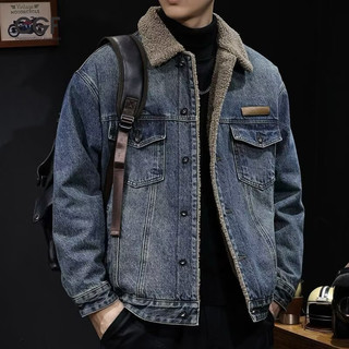 Áo khoác denim lót lông cừu cổ điển kiểu Mỹ - Phù hợp nam giới mùa lạnh