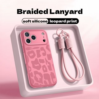  Ốp điện thoại mềm silicon chống vân tay in họa tiết da báo cho iPhone 17 16 Pro Max Air Case Dây đeo cổ tay sang trọng 16pro từ tính 17pro dây đeo chéo 