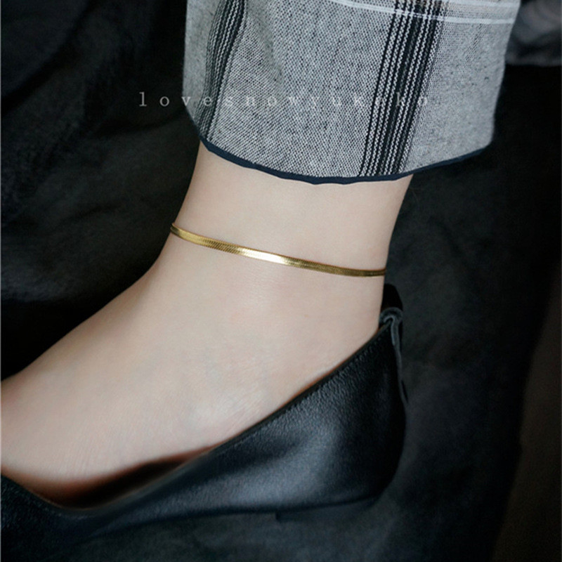 Vòng chân thép titan phong cách Hong Kong, thoáng mát và sang trọng