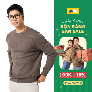  SALE⚡ Áo len nam YODY phom regular cổ tròn thấp bện thừng mềm mại TRA - ALM7007  MCKN25F090  