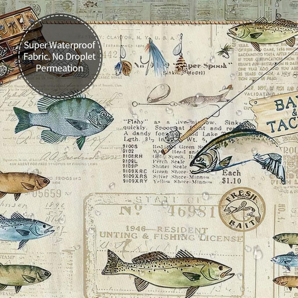 Farmhouse Câu Cá Tắm Rèm Cabin Cá Phòng Tắm Tắm Rèm Nhà Nông Thôn Mộc Mạc Màn Tắm Vải Polyester Chốn