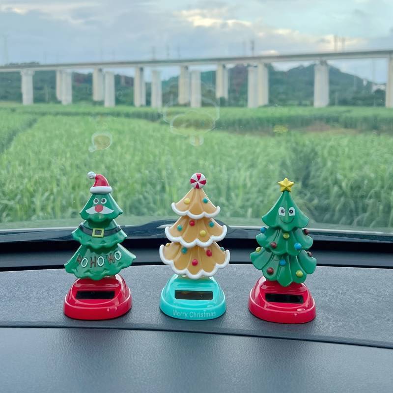 Solar Christmas Tree Car Decoration Cartoon Christmas Element Christmas Tree Ornaments Tail Decorati
