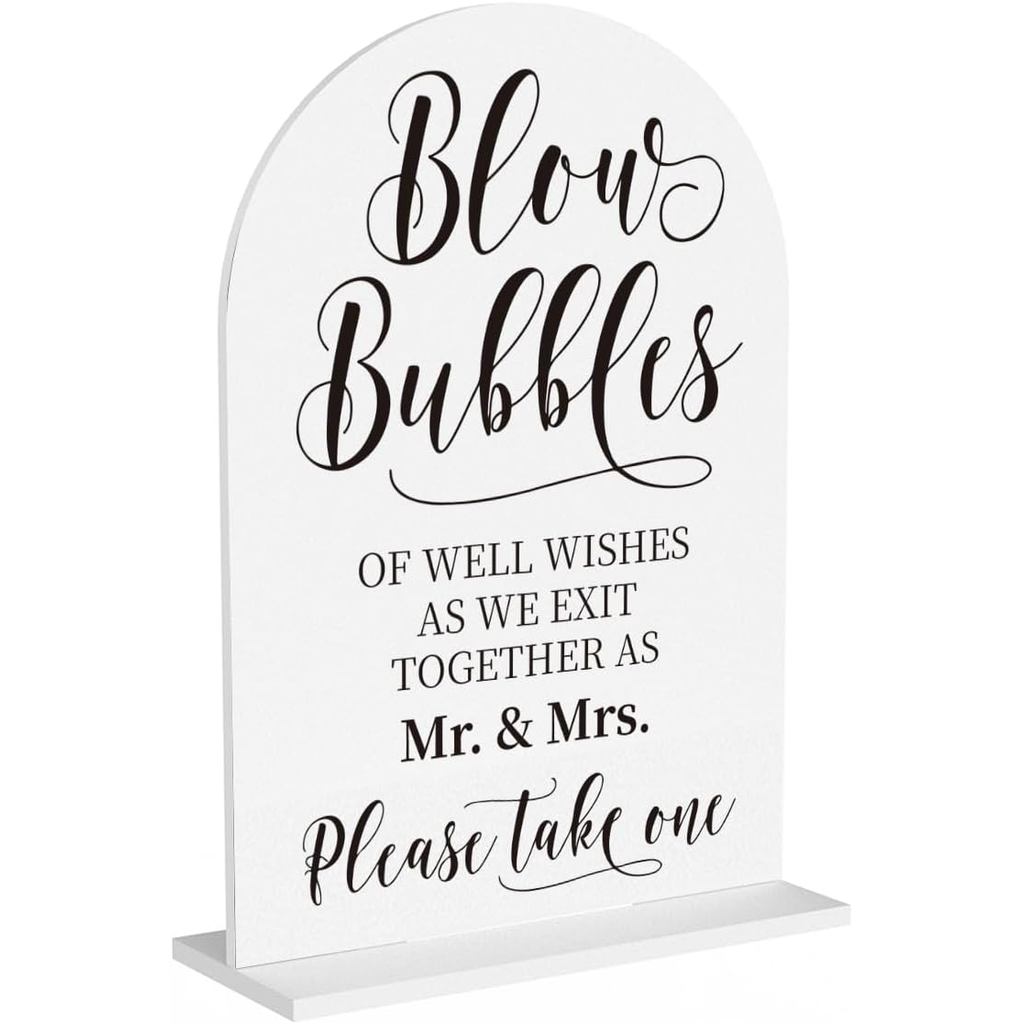 Wedding Blow Bubbles Sign, Blow Bubbles Desk Decor, Wedding Ceremony Party Reception Table Desk Acry