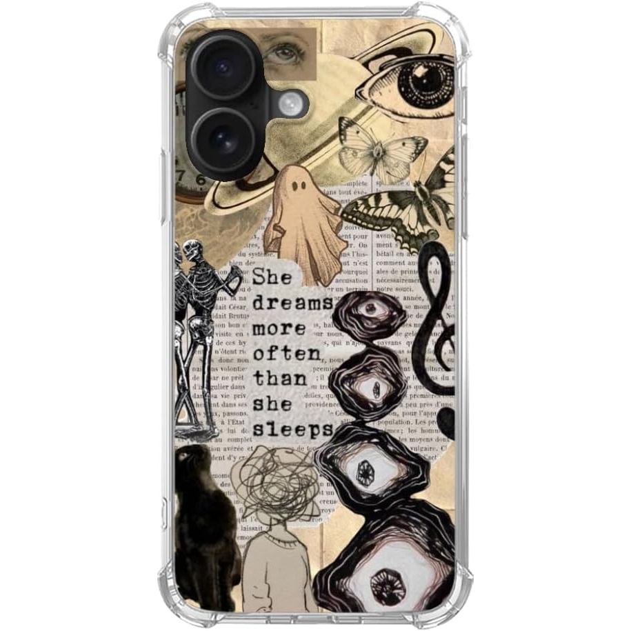 Ốp điện thoại Hippie Eyes Dreamcore Tương thích với iPhone 16 Plus, Ốp điện thoại học thuật tối cho 