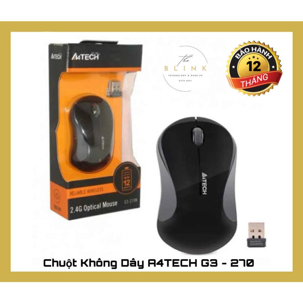 Mouse Không Dây A4TECH G3-270 - Full Box, Bảo Hành 12 Tháng, Hàng Công Ty Loại Tốt