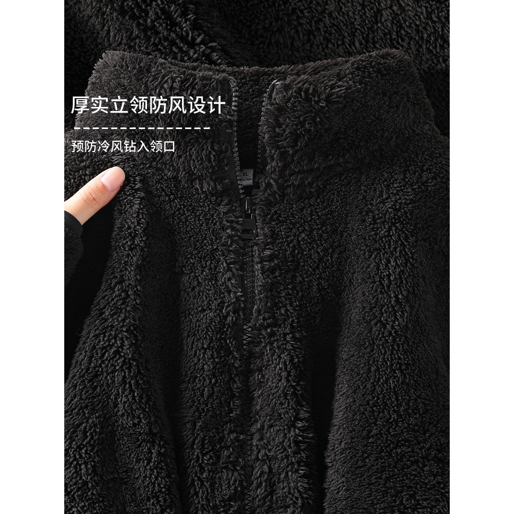 MJstyle Đen Thoải Mái Cotton Áo Khoác Lông Cừu Nữ Thu Đông 2026 Phong Cách Mới Lông Cừu Lót Dày Lông