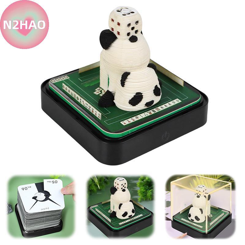 N2HAO 2026 Lịch Để Bàn Có Đèn LED Mahjong King 3D Lịch Xé Khắc Giấy Nghệ Thuật Pad Notepad Quà Tặng 