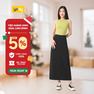  🎄 SALE 🎄 Chân váy nữ YODY dáng suông dài xẻ tà trẻ trung vài mềm mại bên đẹp CVN6228 