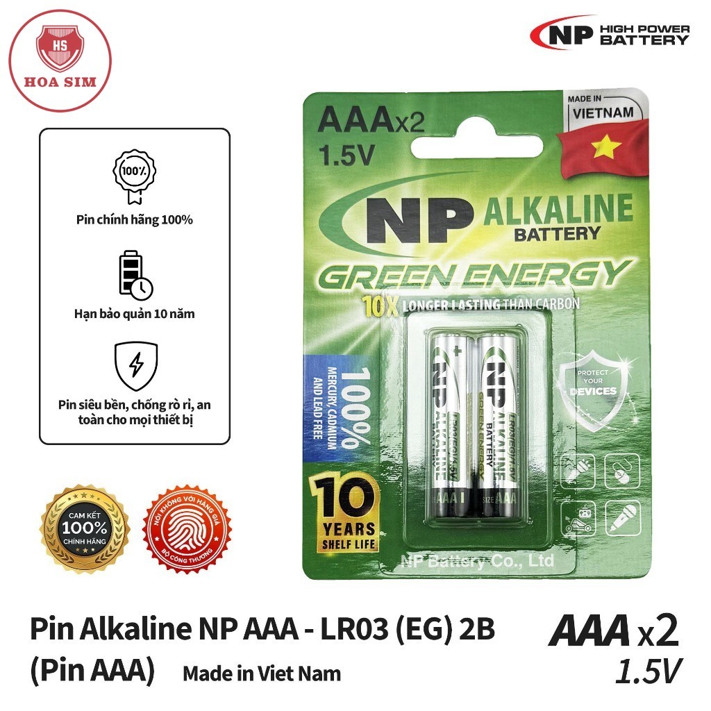 Pin tiểu nhỏ AAA (3A) Alkaline NP National Power Alkaline AAA(LR03) - Hàng Chính Hãng