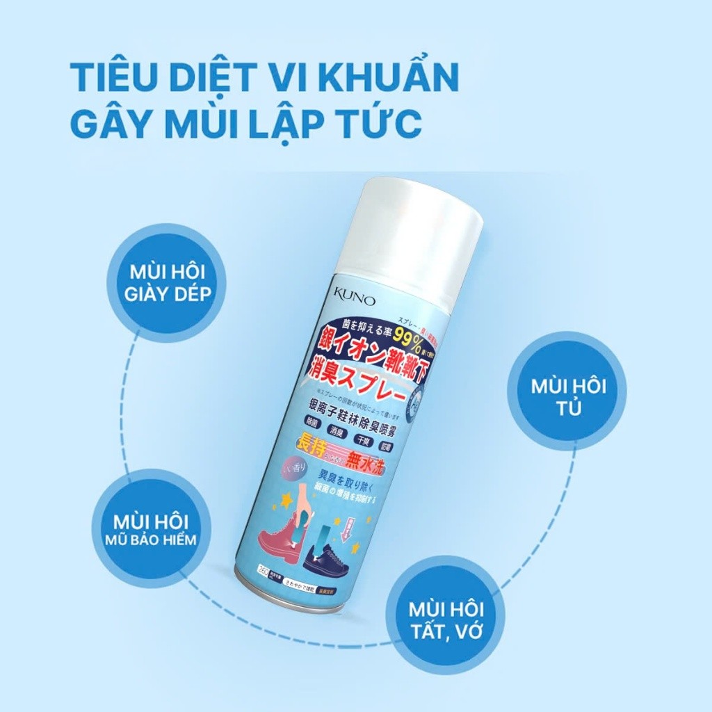 Bộ 5 Chai Xịt Khử Mùi Giày Dép NaNo Bạc, Giúp Diệt Mùi Hôi Chân 260ml