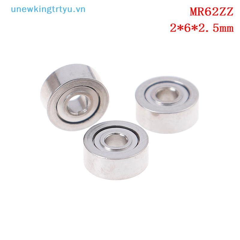 Unewtyu 10 Chiếc MR62ZZ (2x6x2.5mm) Vòng bi chính xác được bảo vệ bằng kim loại Vòng bi mini VN