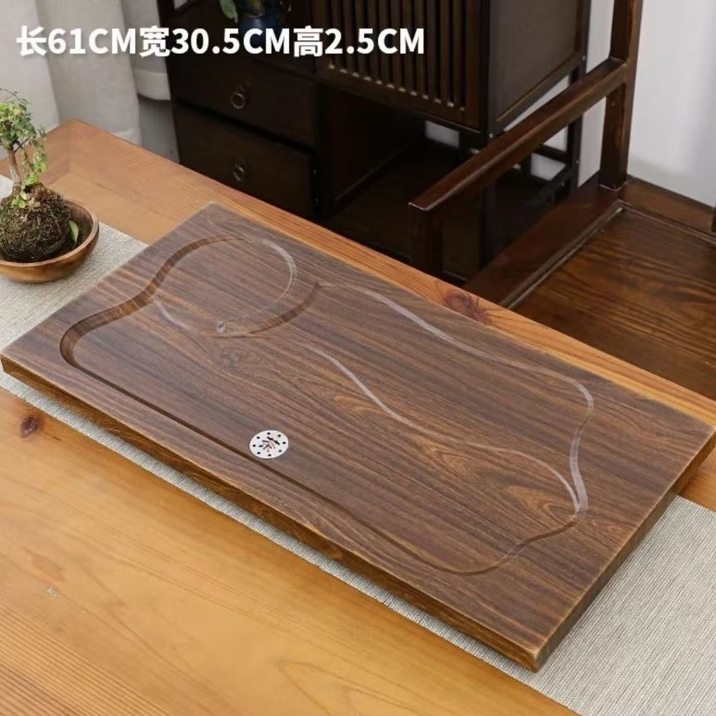 Khay trà gỗ nguyên khối, khay trà gia đình, kiểu thoát nước, bộ trà Kung Fu, bàn trà