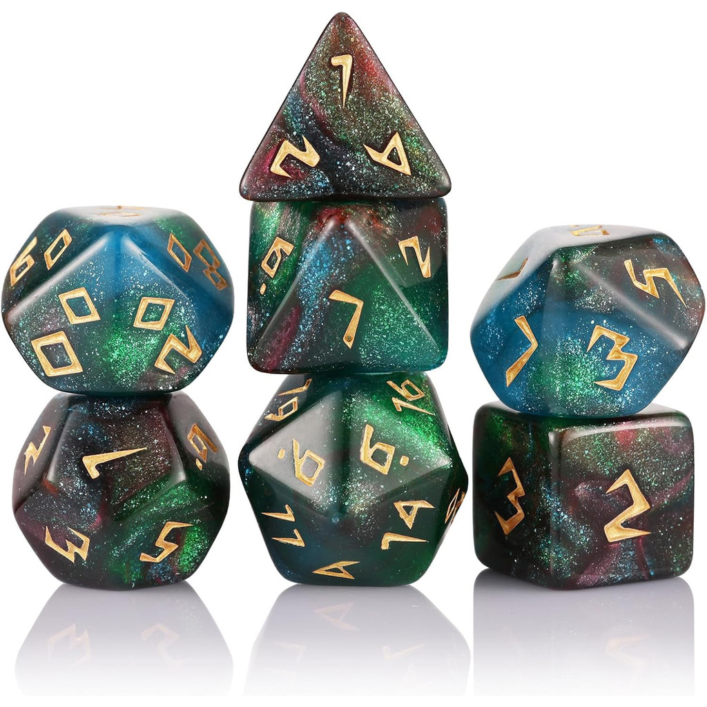 Polyhedral DND Dice Set Nebula Polyhedral Game Xúc xắc cho RPG Dungeons và Dragons MTG D20 D12 D10 D