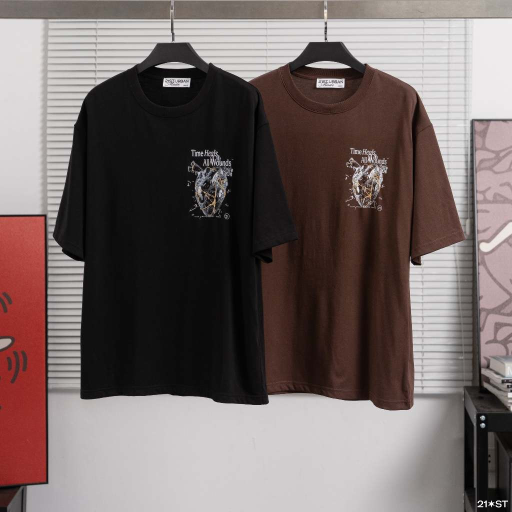 Áo phông ngắn tay dáng relax 2 màu 21ST URBAN Kintsugi Heart